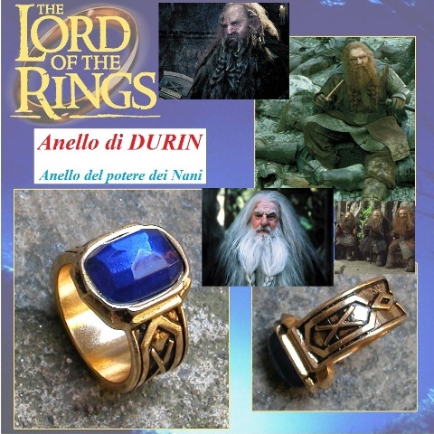 Anello di durin - anello del potere dei nani - riproduzione ufficiale new line cinema del film il signore degli anelli.